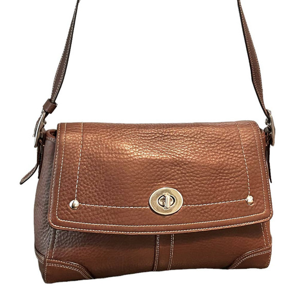 Coach Hamilton F13957 Crossbody Brown Leather Flap Purse - Picture 13 of 13
